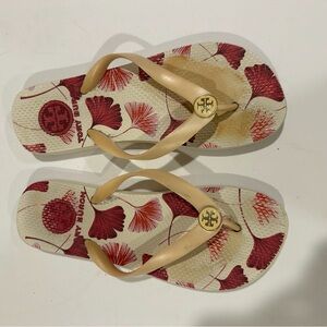 TORY BURCH Pink Flower Flip Flops